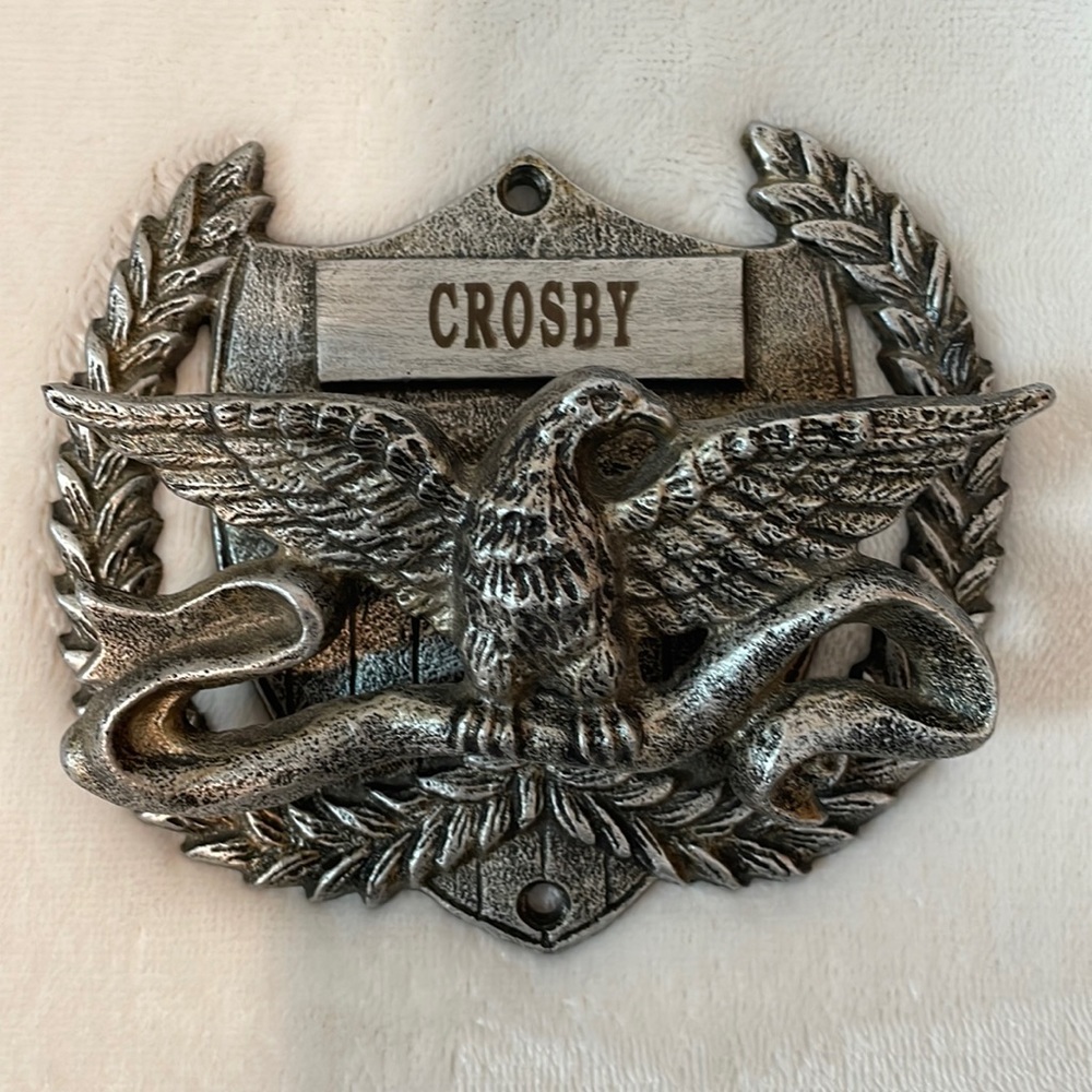 Metal Eagle Door Knocker -Reads Crosby
